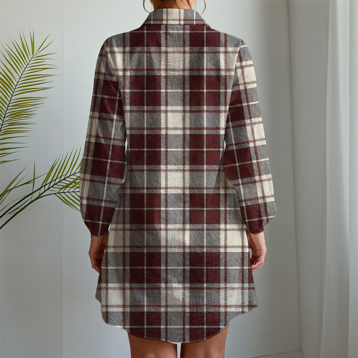 Oklahoma Tartan Plaid Sooners Women's Long Sleeve Shirt Dress