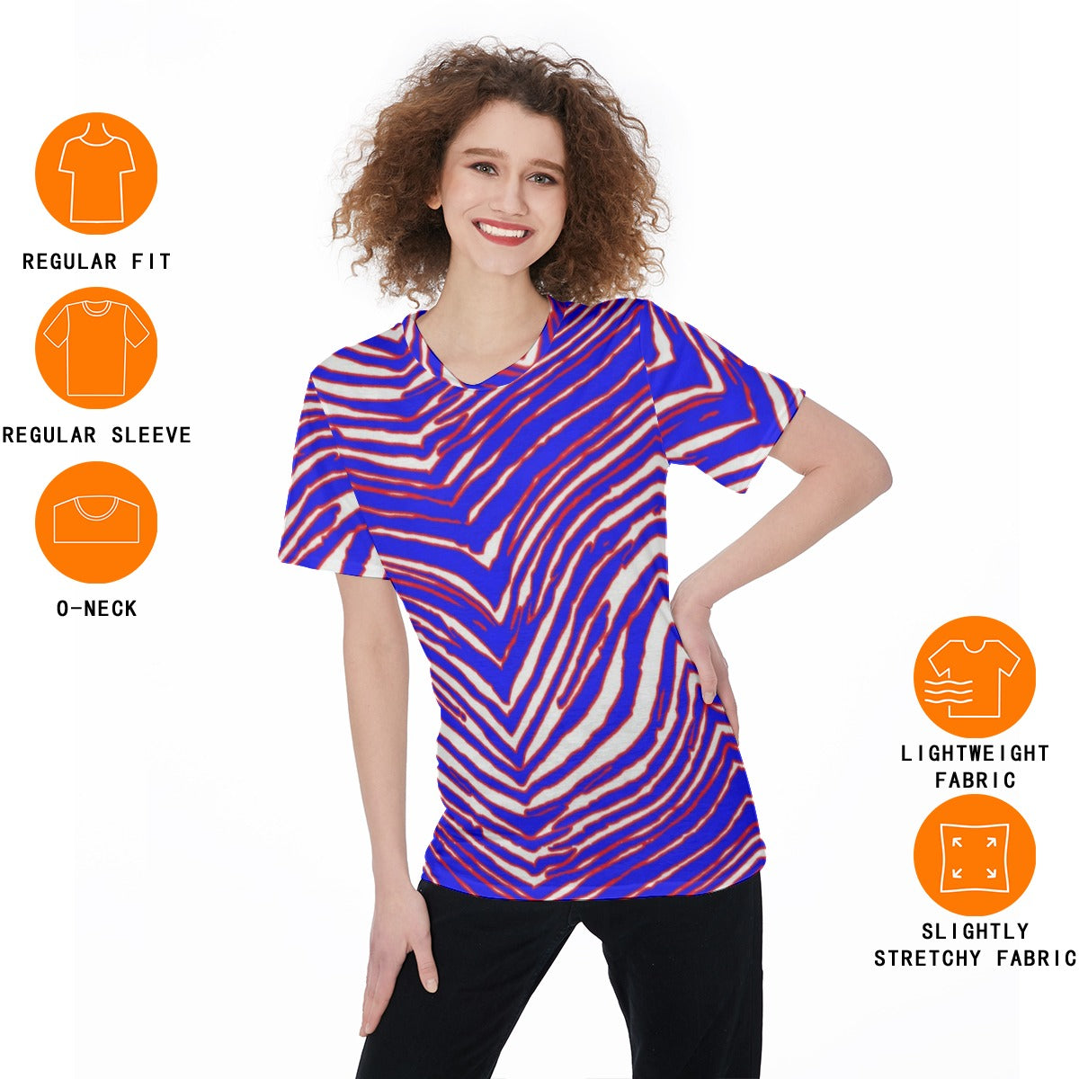 Buffalo Bills Zubaz Women's O-Neck T-Shirt|180 GSM Jersey