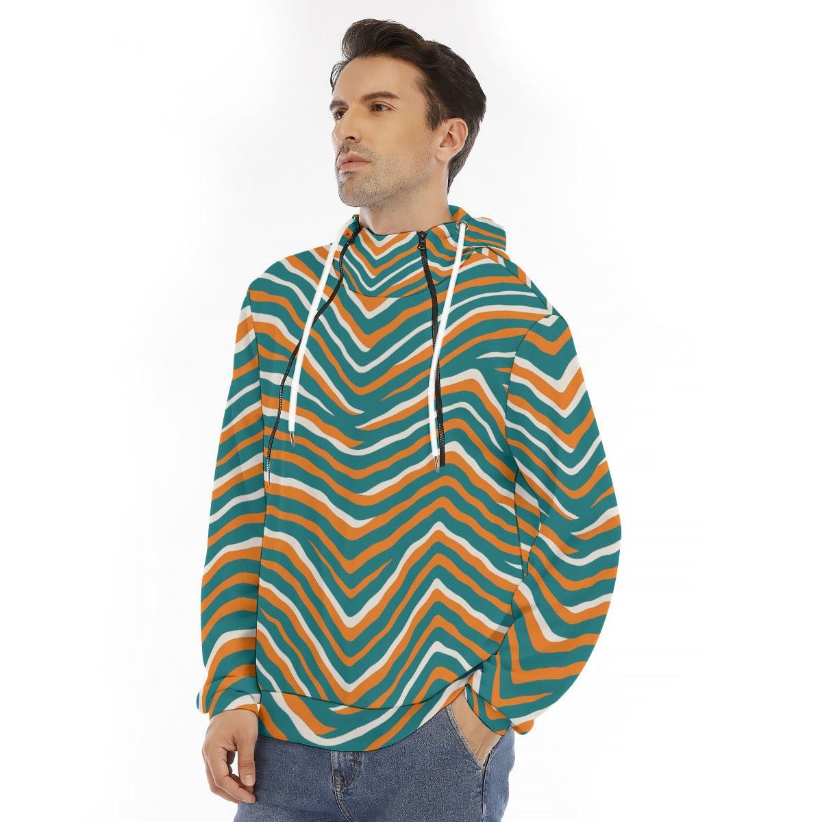 Miami Football Game Day All-Over Print Men's Hoodie With Placket Double Zipper
