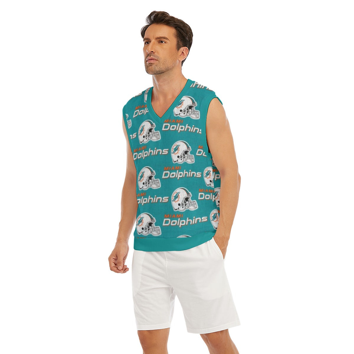 Miami Football Game Day All-Over Print Men's Imitation Knitted V-neck Vest