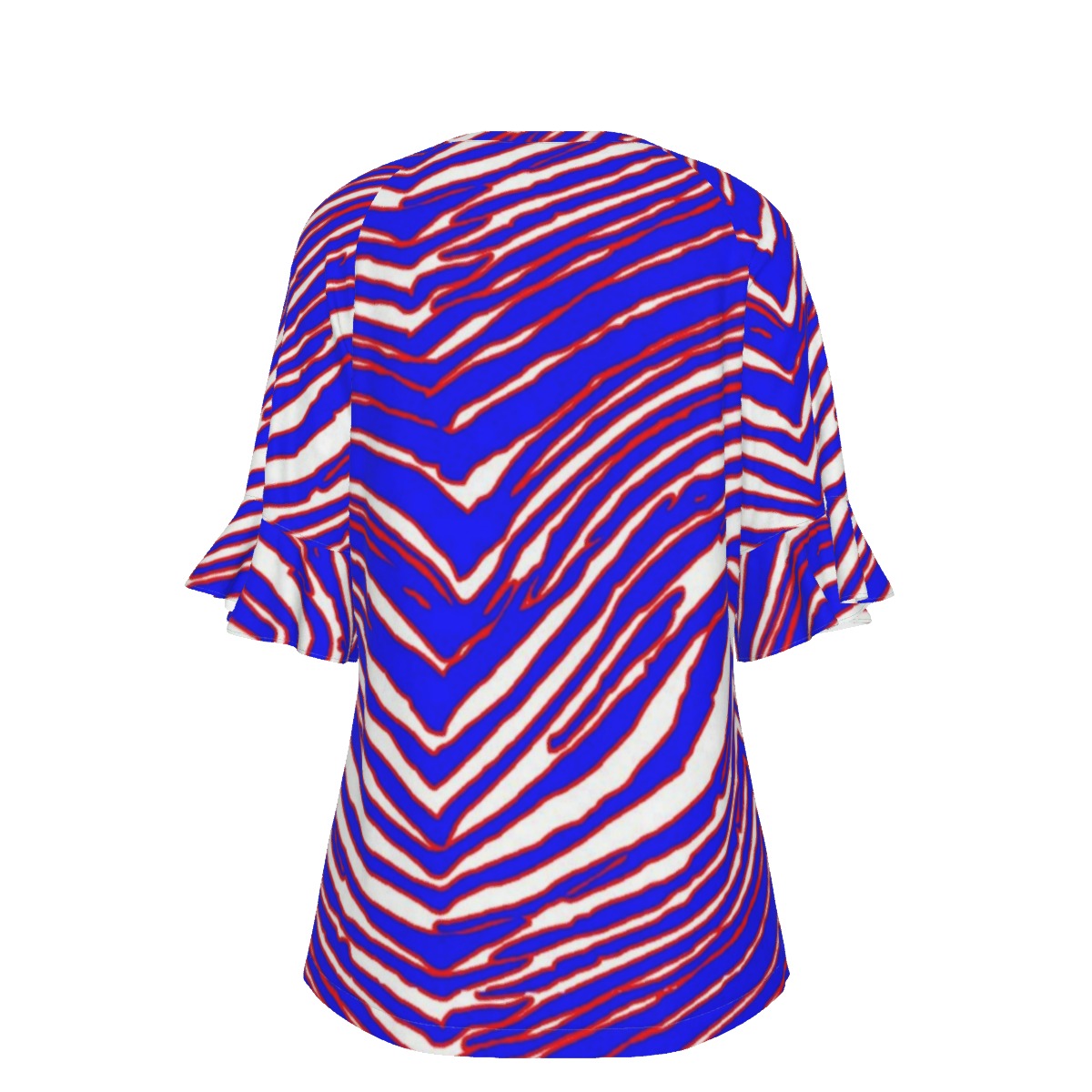 Buffalo Bills Zubaz V-neck Women's T-shirt With Bell Sleeve