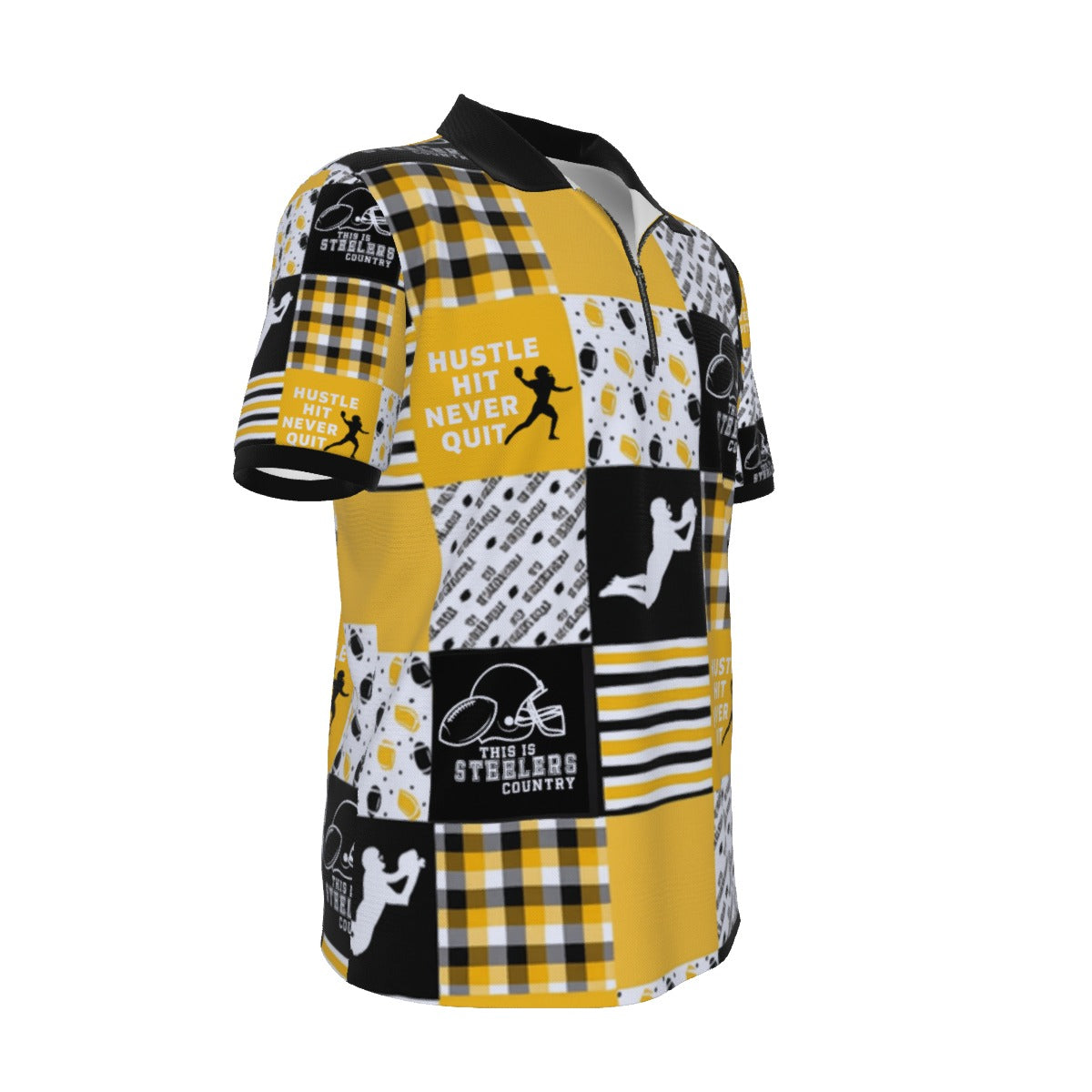 All-over Print Men's Polo Shirt with Zipper