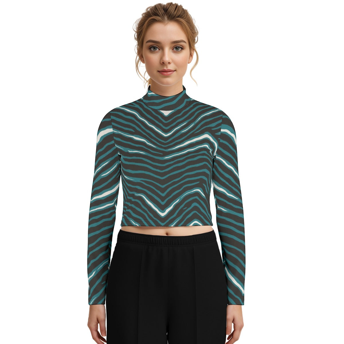 Philadelphia Football Game Day Eco-Friendly All-Over Print Women's Turtleneck T-shirt With Long Sleeve