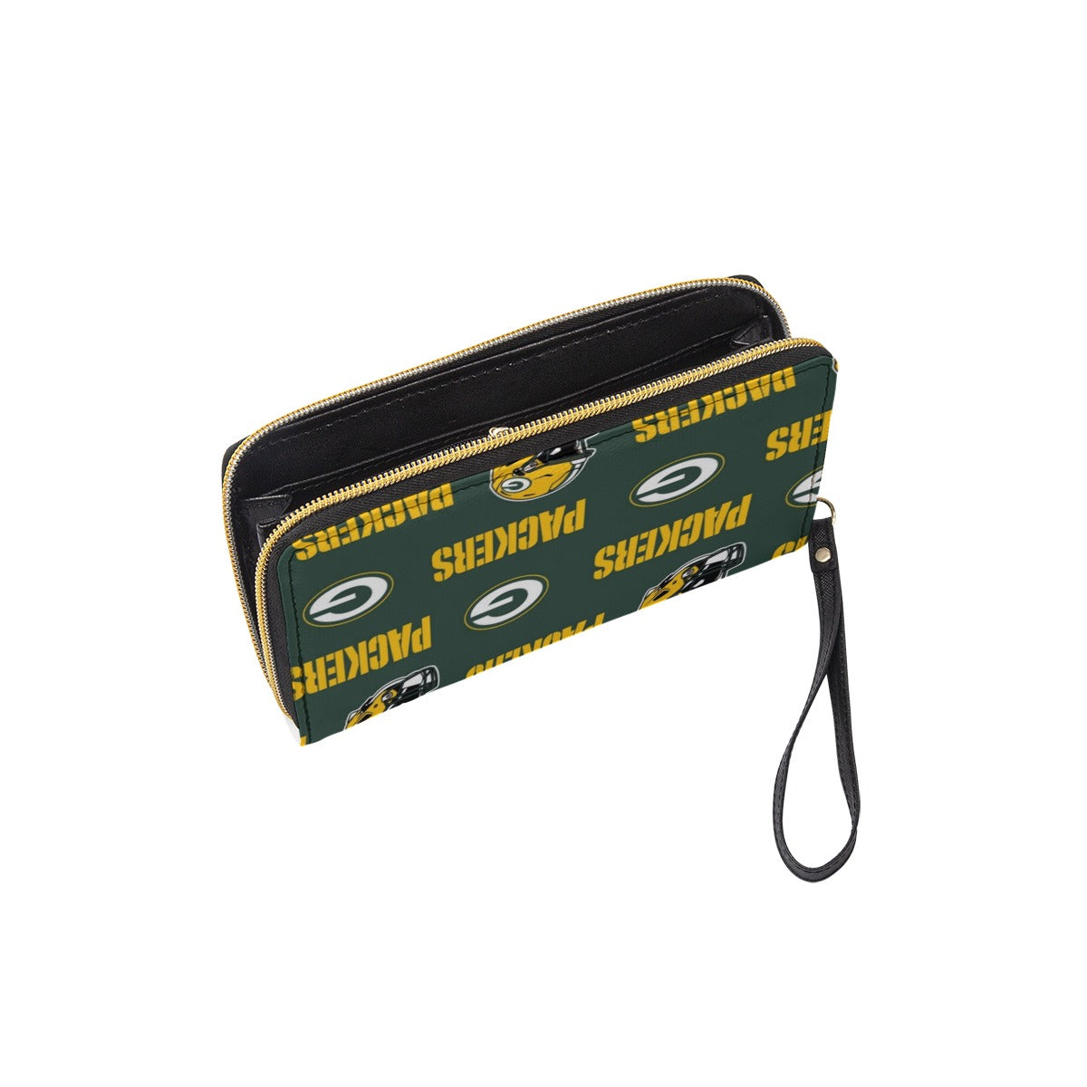Green Bay Football Game Day Long Wallet With Black Hand Strap