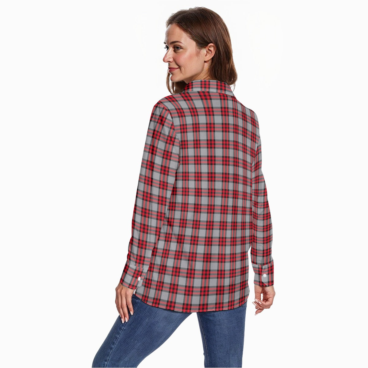 Ohio State Tartan Plaid Buckeyes Women's Long Sleeve Shirt
