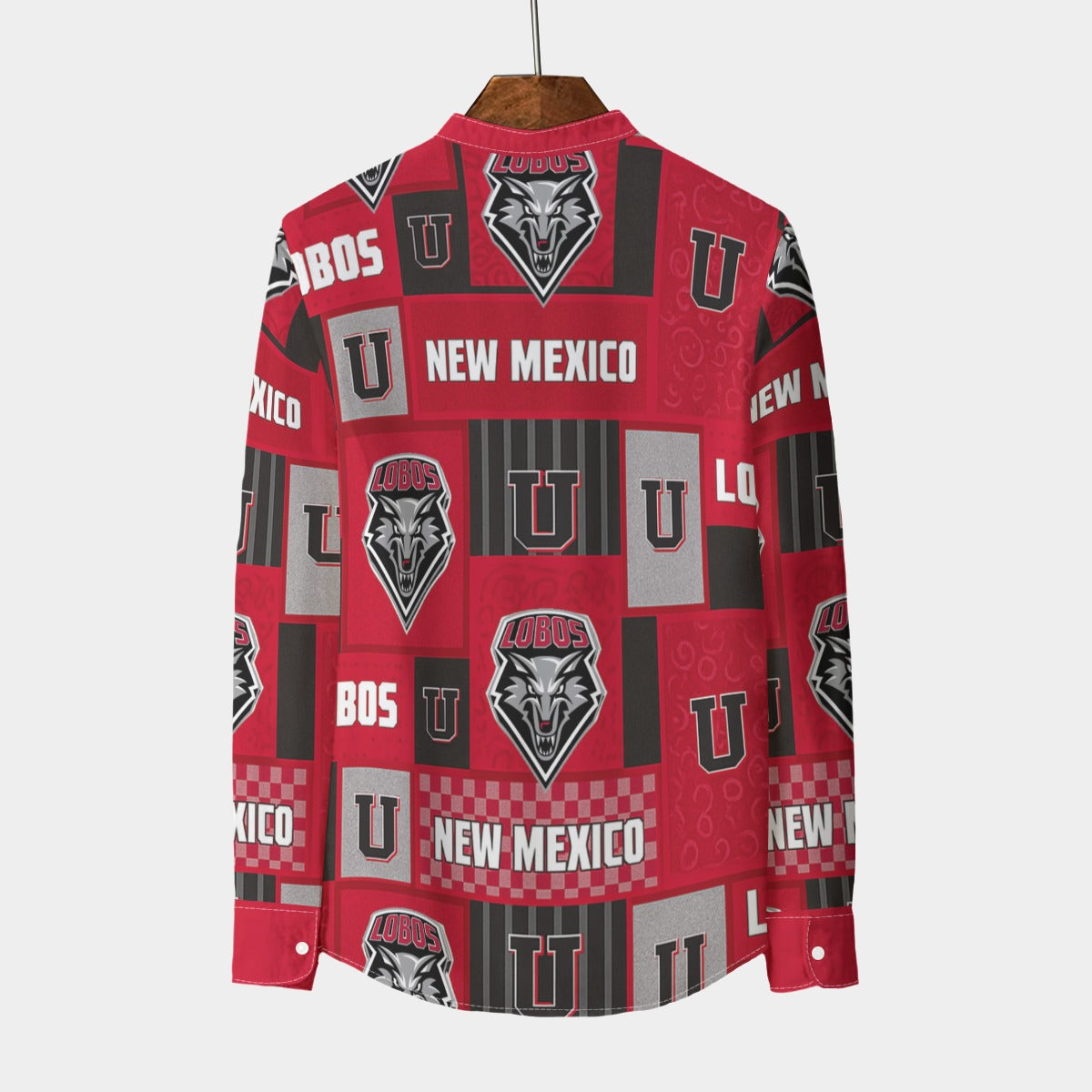 New Mexico - Lobos Stand Collar Shirt With Long Sleeve|110GSM Imitation Flax