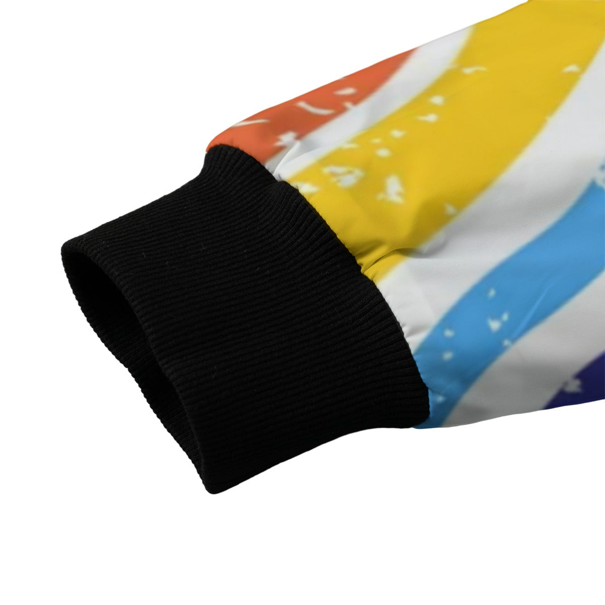 Spray Paint Drips Colorful Striped Fleece Bomber Jacket – Urban Streetwear with Graffiti Vibes