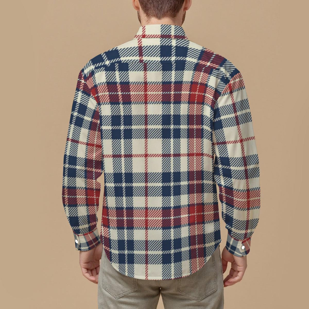 Tartan Plaid Men's Slim Fit Long Sleeve Shirt