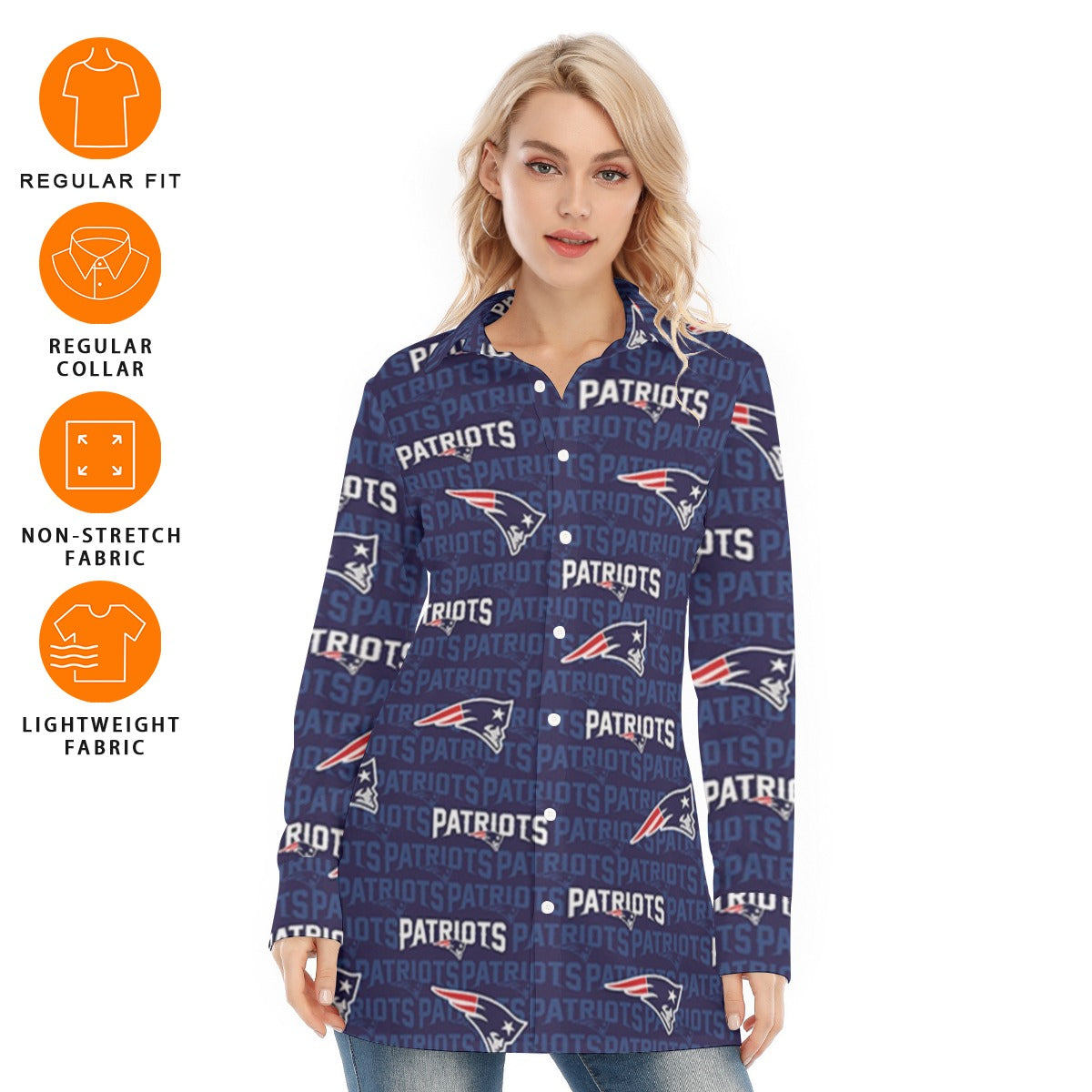 New England Football Game Day All-Over Print Women's Long Shirt