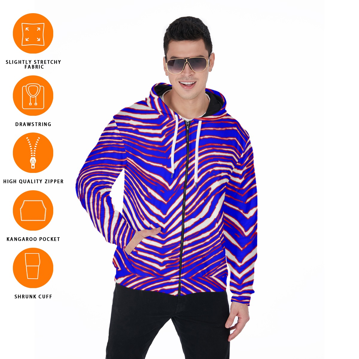 Buffalo Bills Zubaz Zip Up Hoodie With Pocket