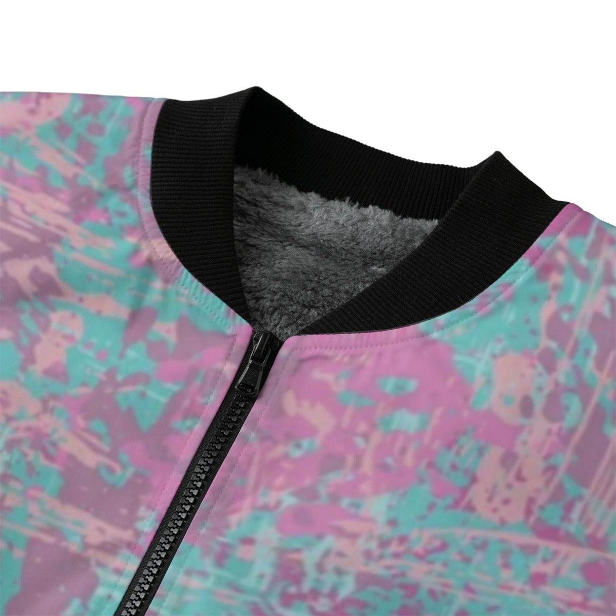 Graffiti Explosion Pink-Grunge Shabby Seamless Fleece Bomber Jacket – Urban Streetwear Style