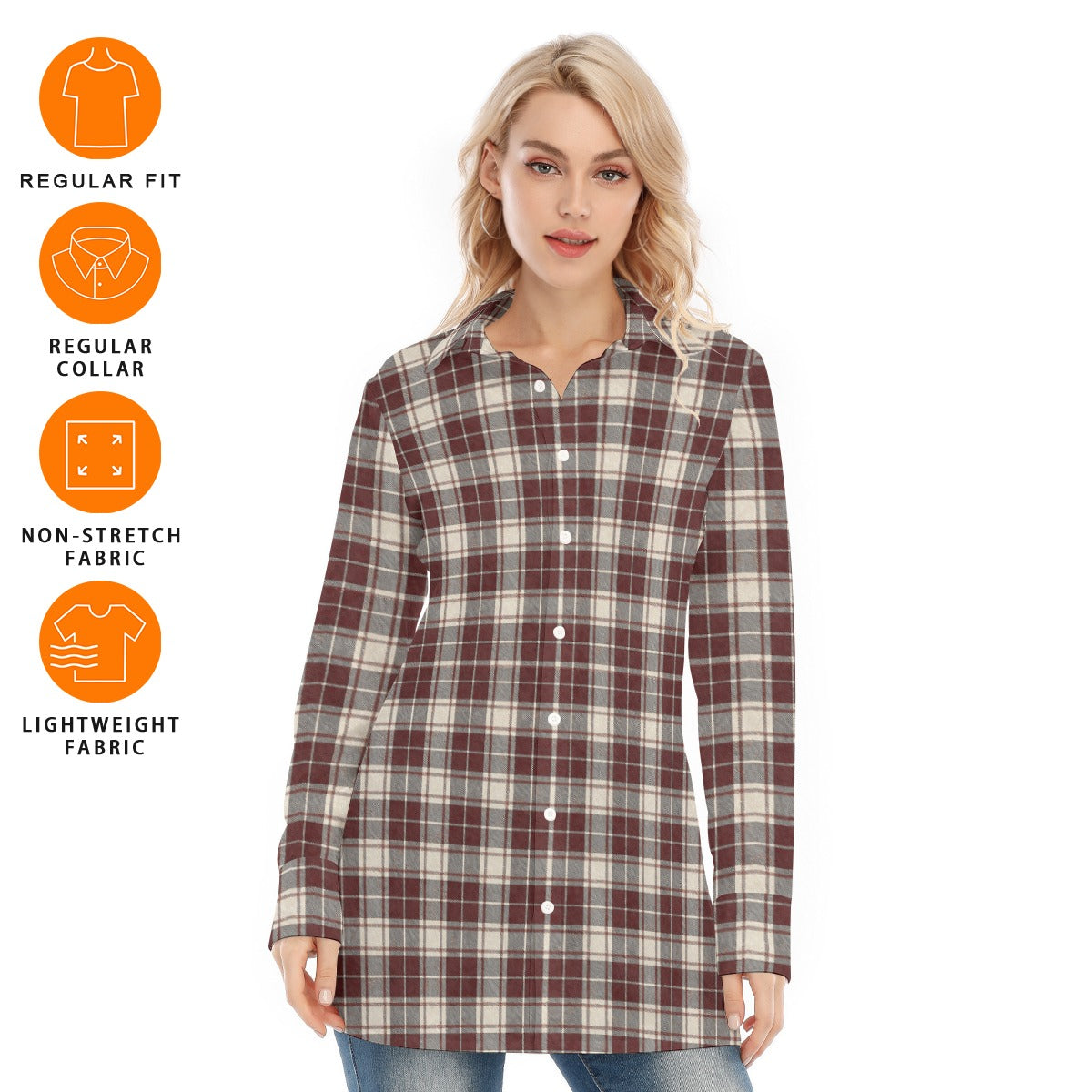 Oklahoma Tartan Plaid Sooners Women's Long Shirt