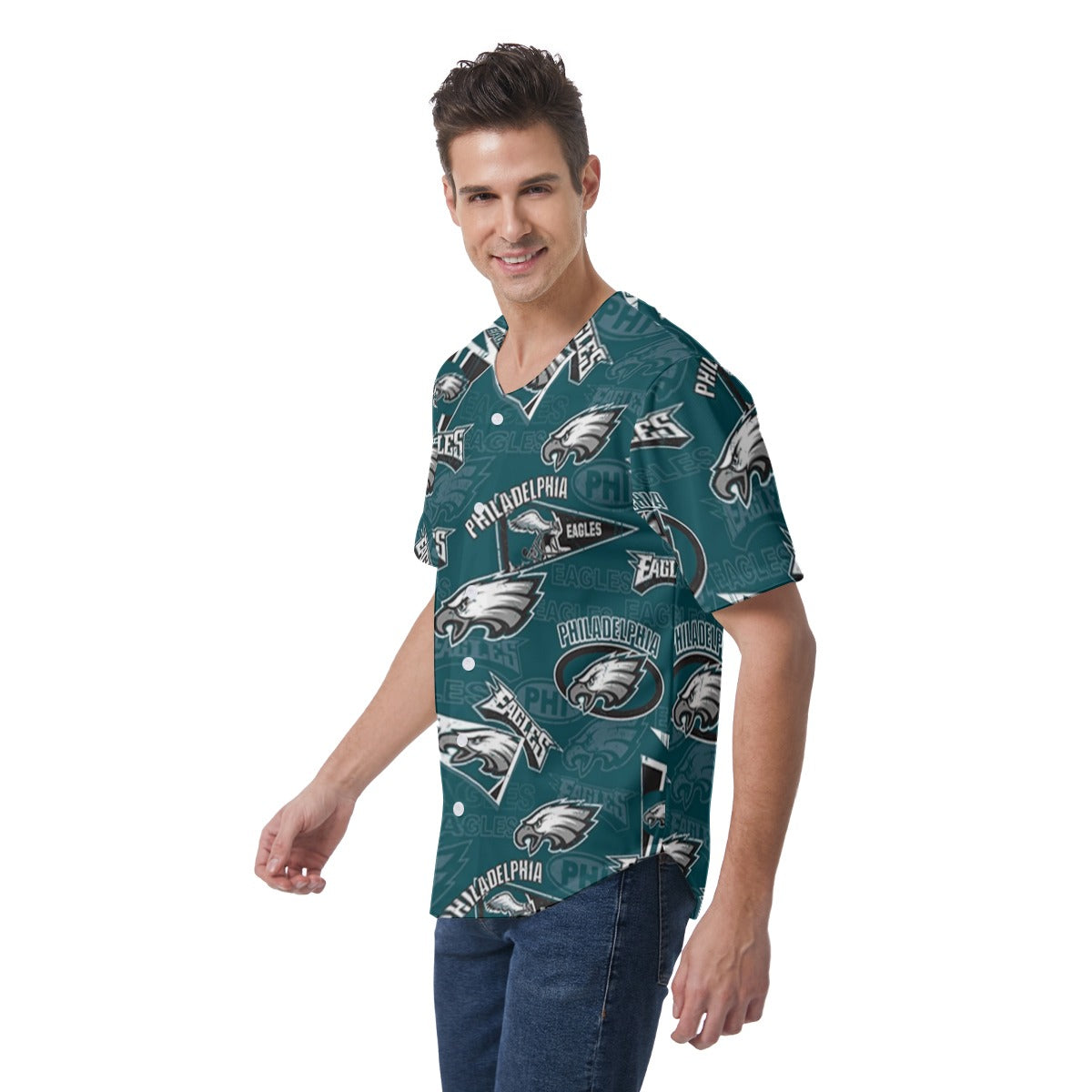 Philadelphia Football Game Day All-Over Print Men's Short Sleeve Baseball Jersey