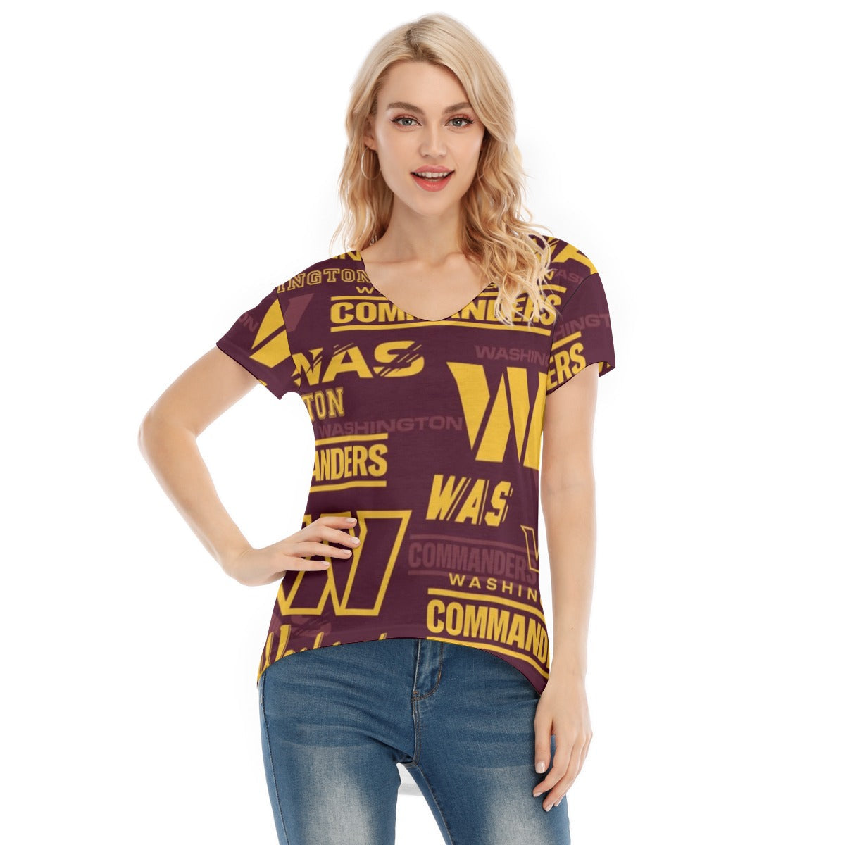 Washington Commanders Women's V-neck Short Sleeve T-shirt