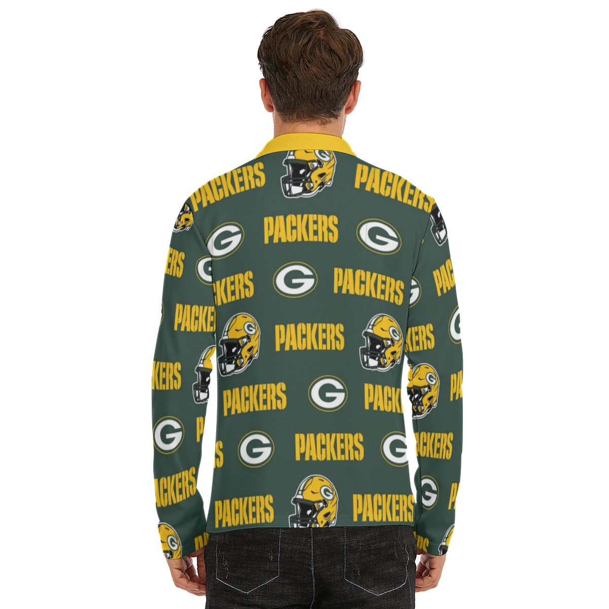 Green Bay Football Game Day All-Over Print Men's Lapel T-shirt With Neckline Zipper Closure