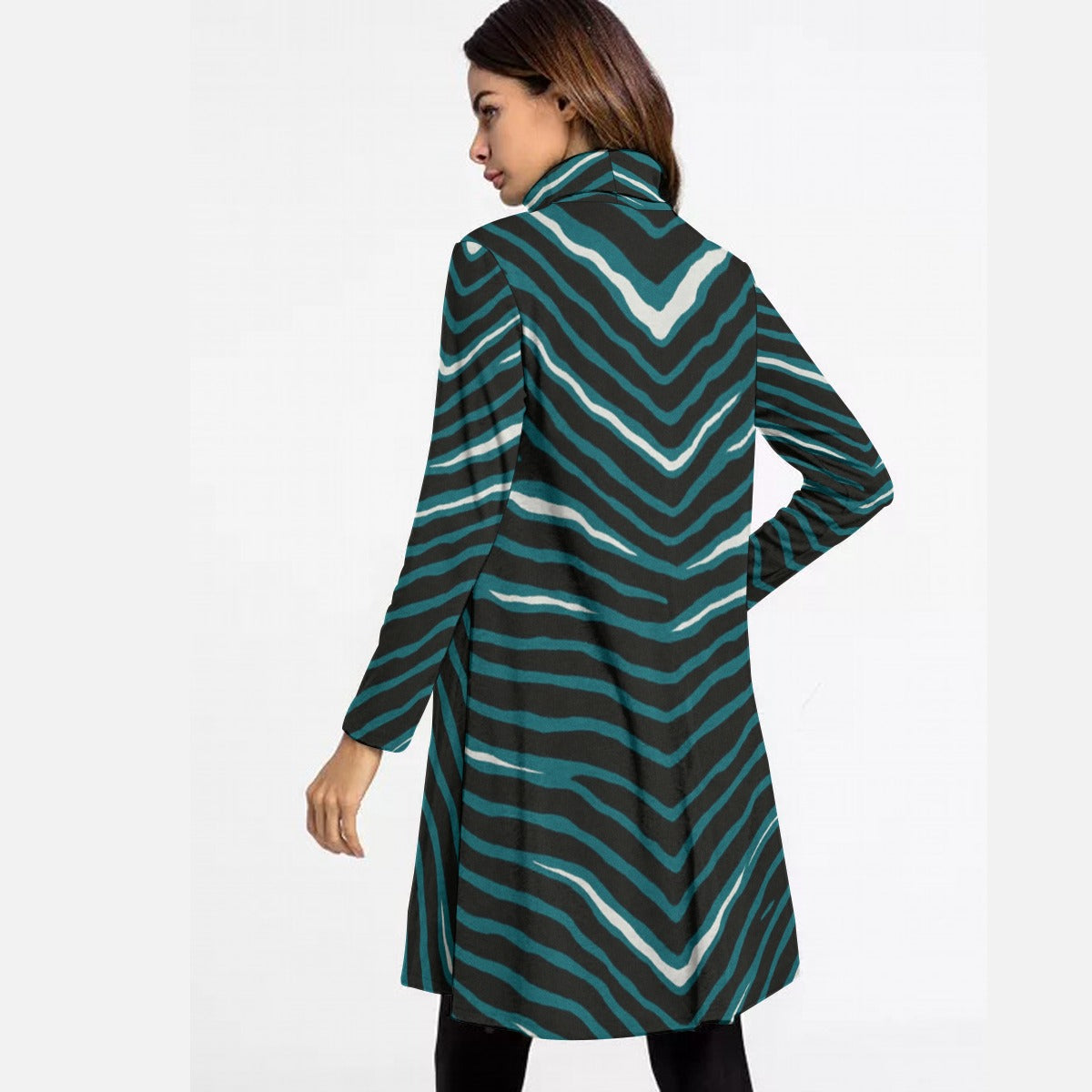 Philadelphia Football Game Day All-Over Print Women's High Neck Dress With Long Sleeve