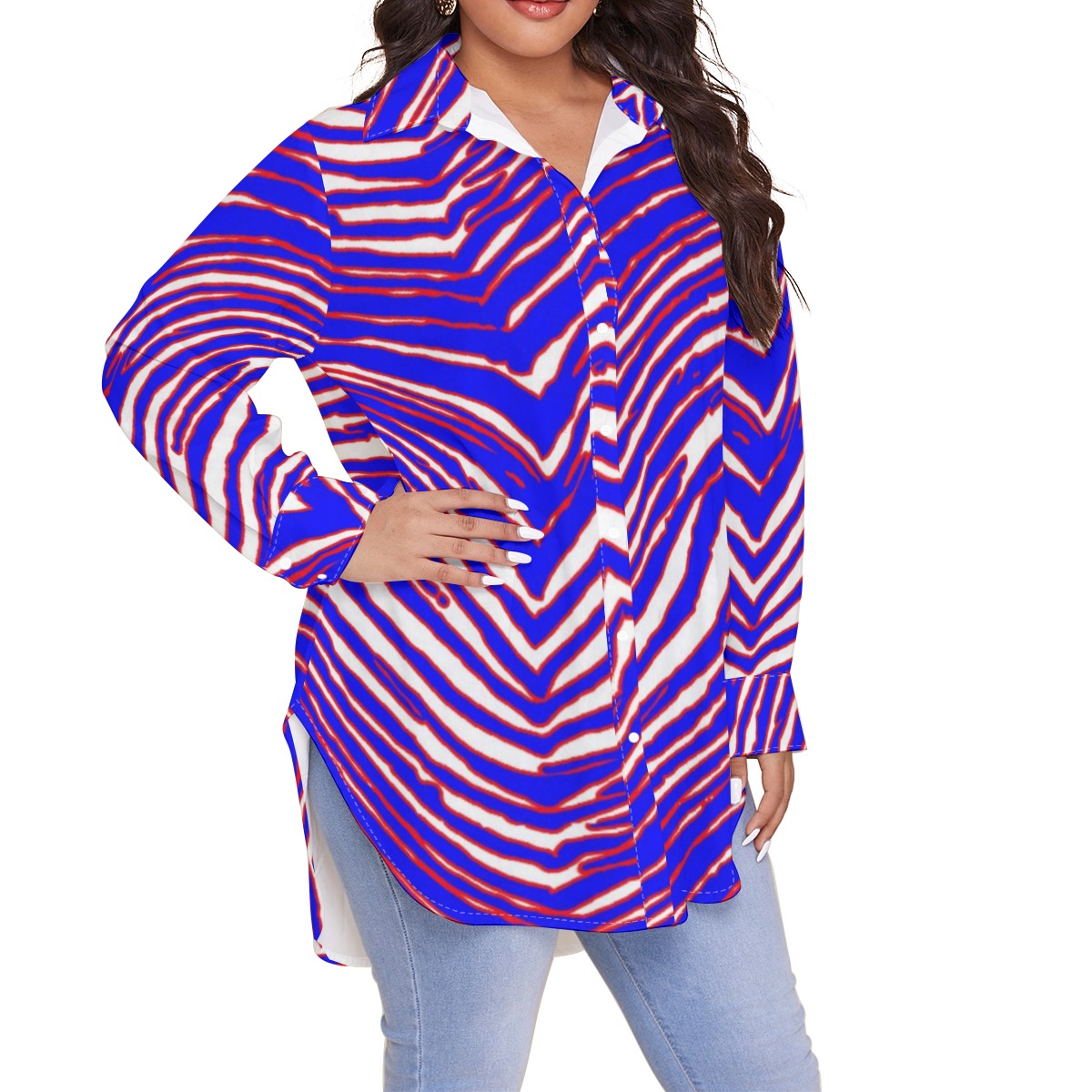 Buffalo Bills Zubaz Women's Shirt With Long Sleeve(Plus Size)