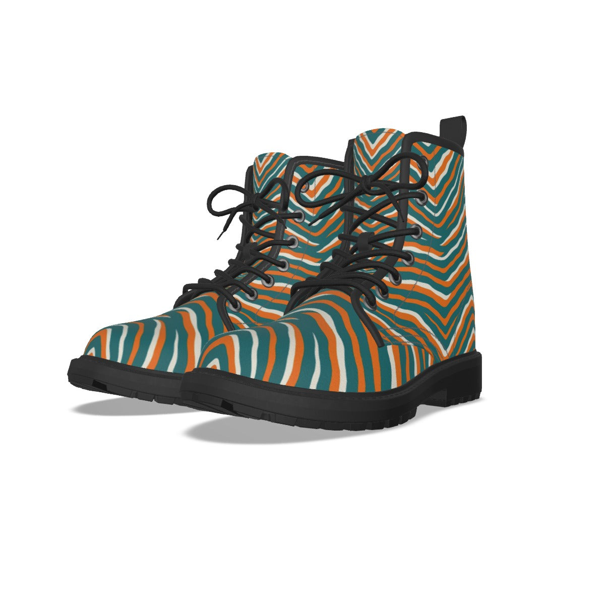 Miami Football Game Day All-Over Print Women's Martin Short Boots With Black Bottom