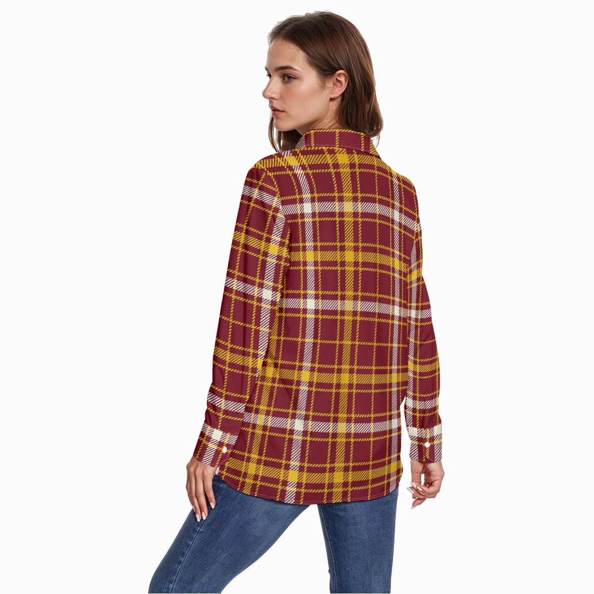 Minnesota Tartan Plaid Golden Gophers Women's Comfort Shirt With Button|125GSM Cotton