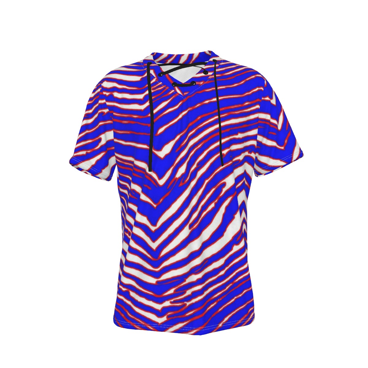 Buffalo Bills Zubaz Men's Short Sleeve T-shirt with Neckline Tie