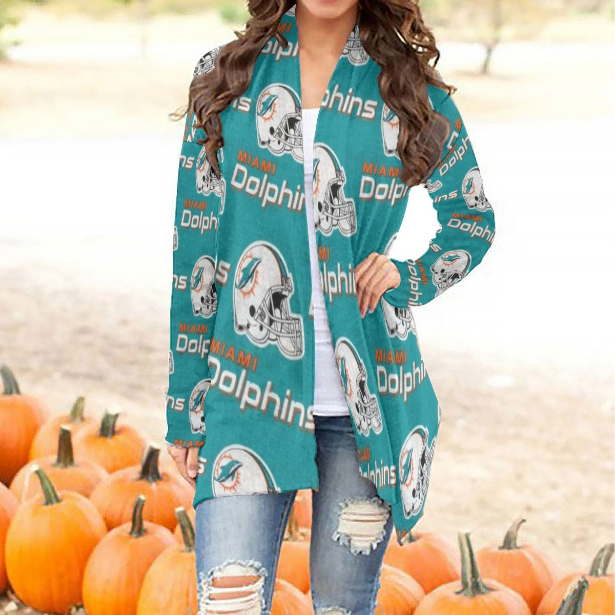 Miami Football Game Day All-Over Print Women's Cardigan With Long Sleeve