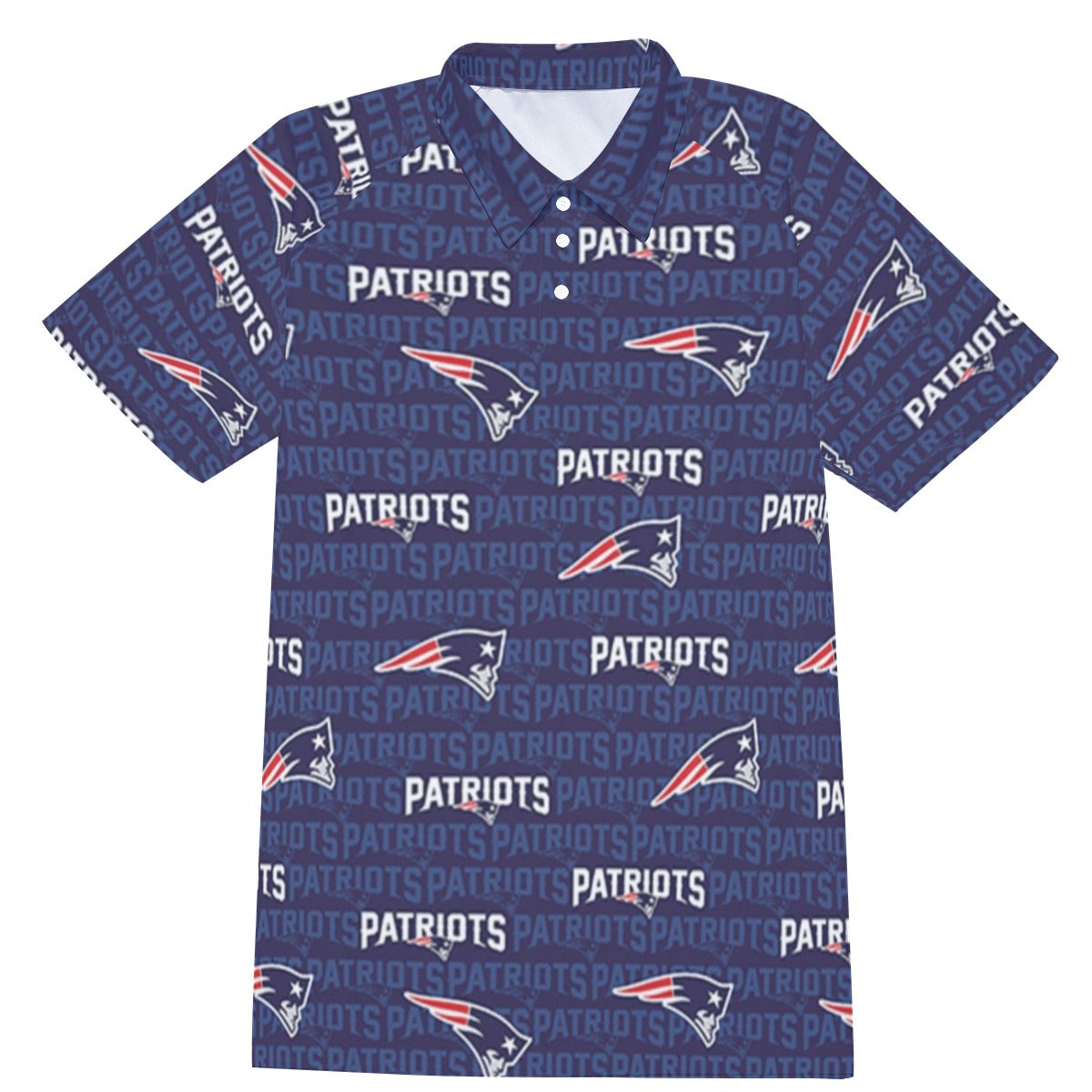 New England Football Game Day All-Over Print Men's Short Sleeve Polo Shirt With Button Closure
