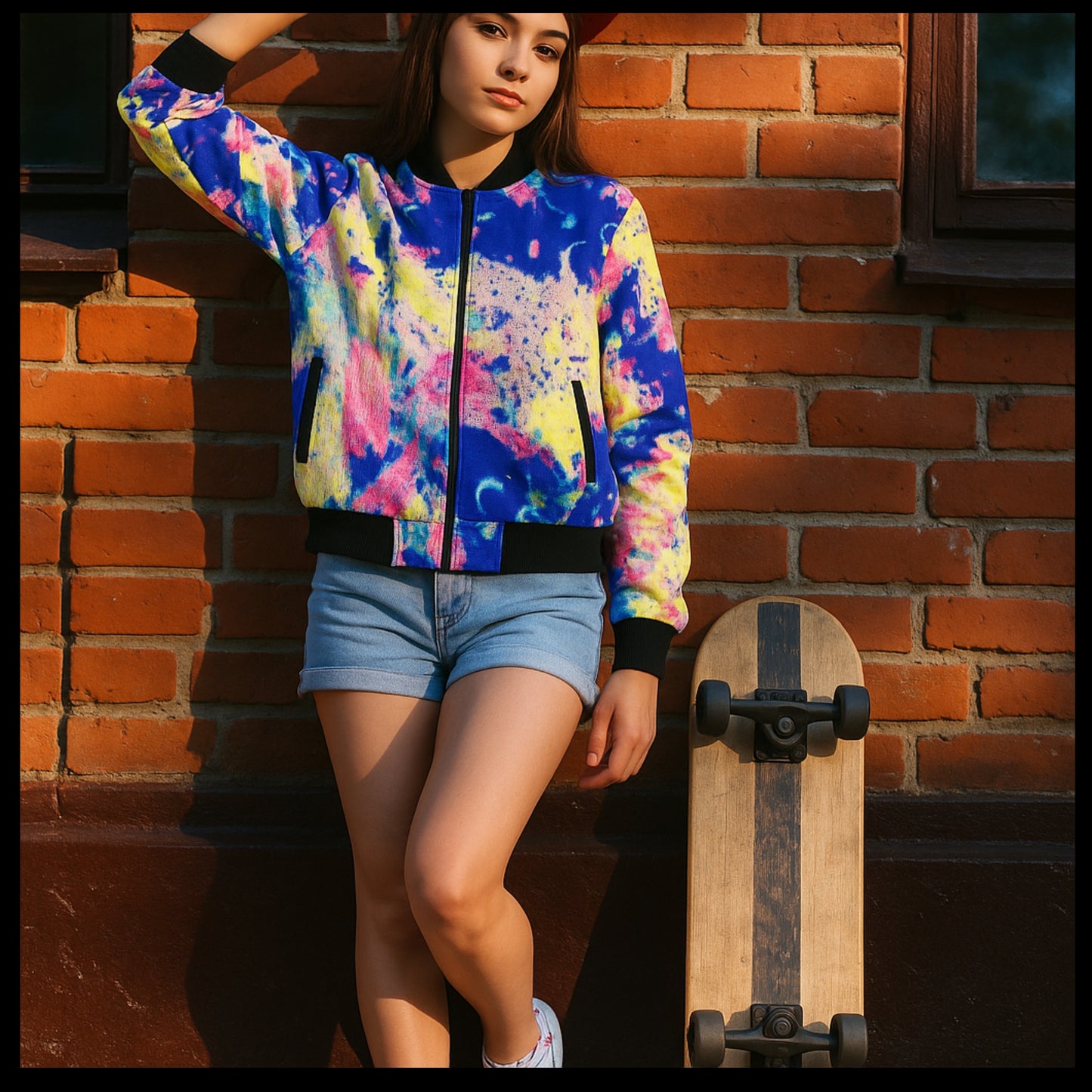 Graffiti Explosion Creative-Crayon Seamless Fleece Bomber Jacket – Urban Streetwear Energy