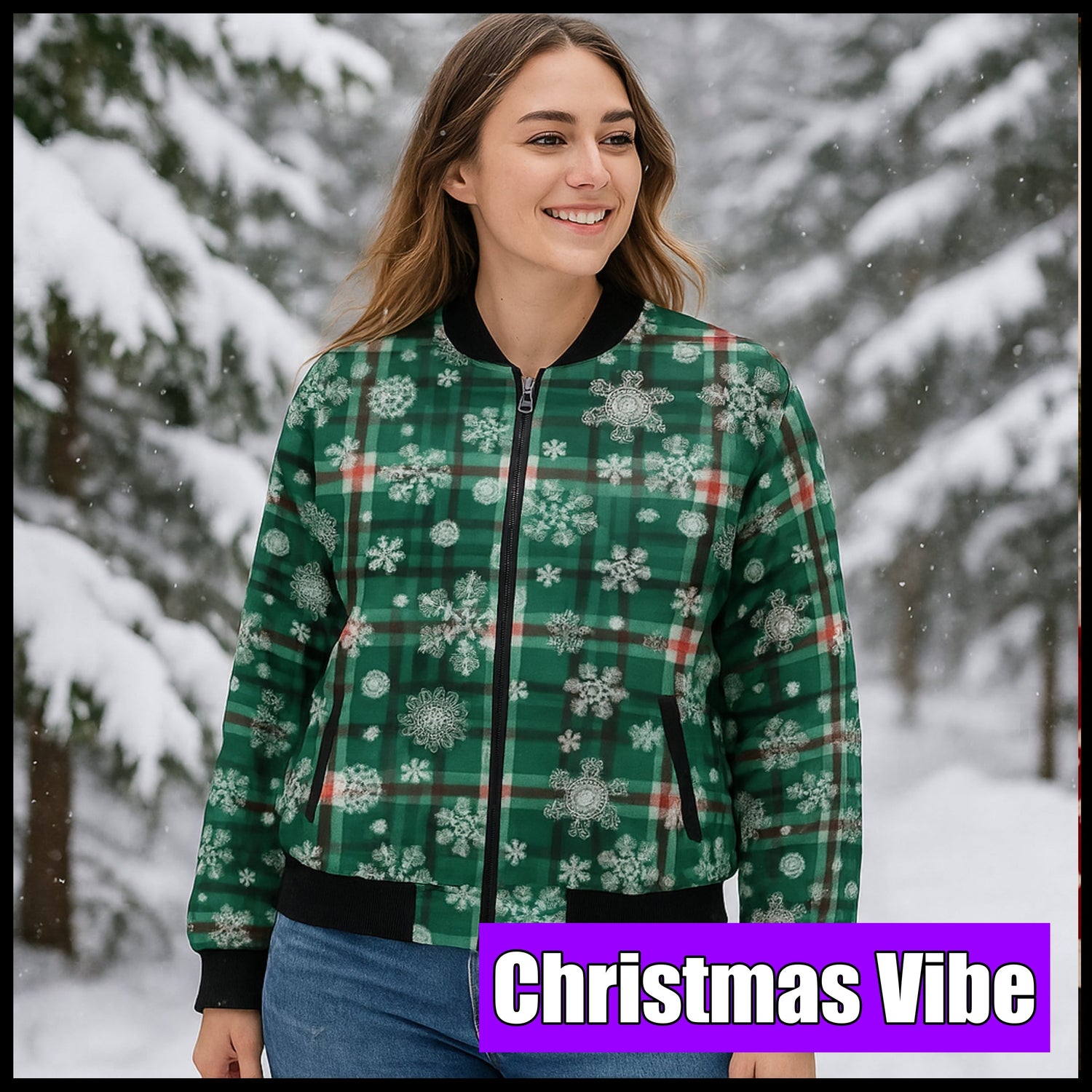 Christmas and Winter Snow Pattern Bomber Jackets | Jacketon