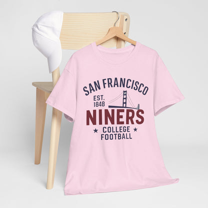 San Francisco Niners Football Tee, Unisex Cotton T-Shirt, Vintage College Style, Game Day Shirt, Sports Fan Apparel, Gift for Him/Her