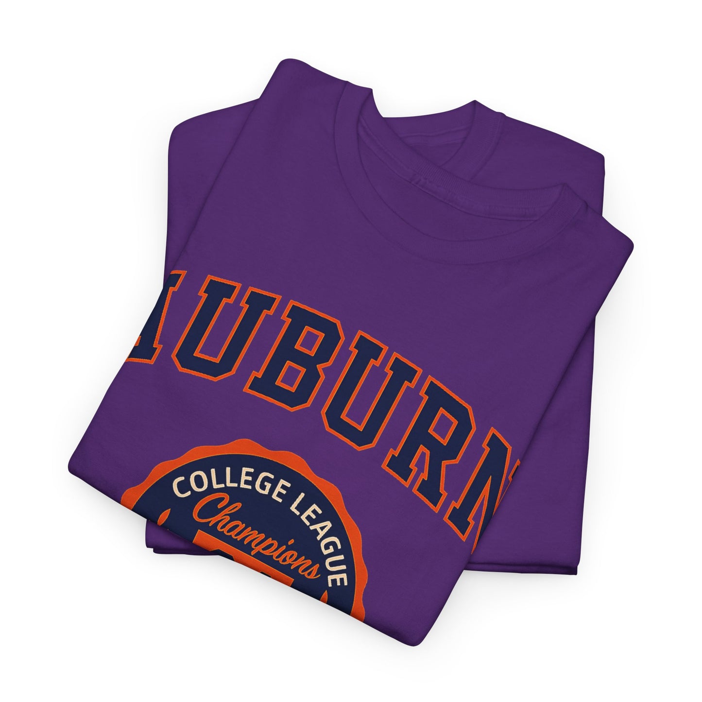 Auburn University Navy and Orange Heavy Cotton T-Shirt – College Spirit Unisex Tee for Game Day and Campus Style