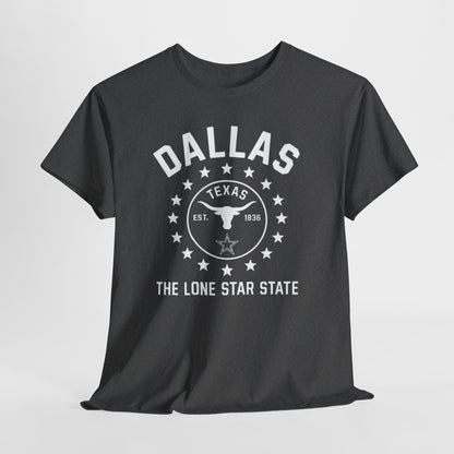 Dallas Lone Star Tee, Unisex Cotton Shirt, Texas Pride T-Shirt, Casual Wear for Festivals, Perfect Gift for Texans