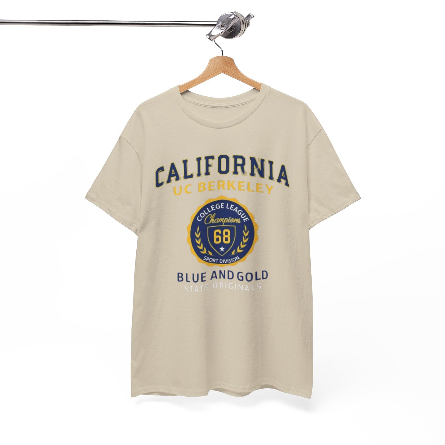California College League Heavy Cotton T-Shirt – Vintage State Design for Students, Alumni and Game Day Events