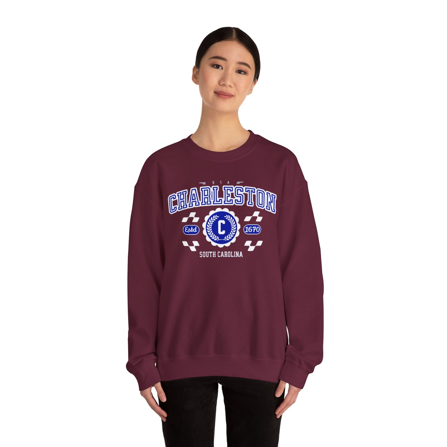Vintage Charleston South Carolina SC Athletic Sports Design Crewneck Sweatshirt