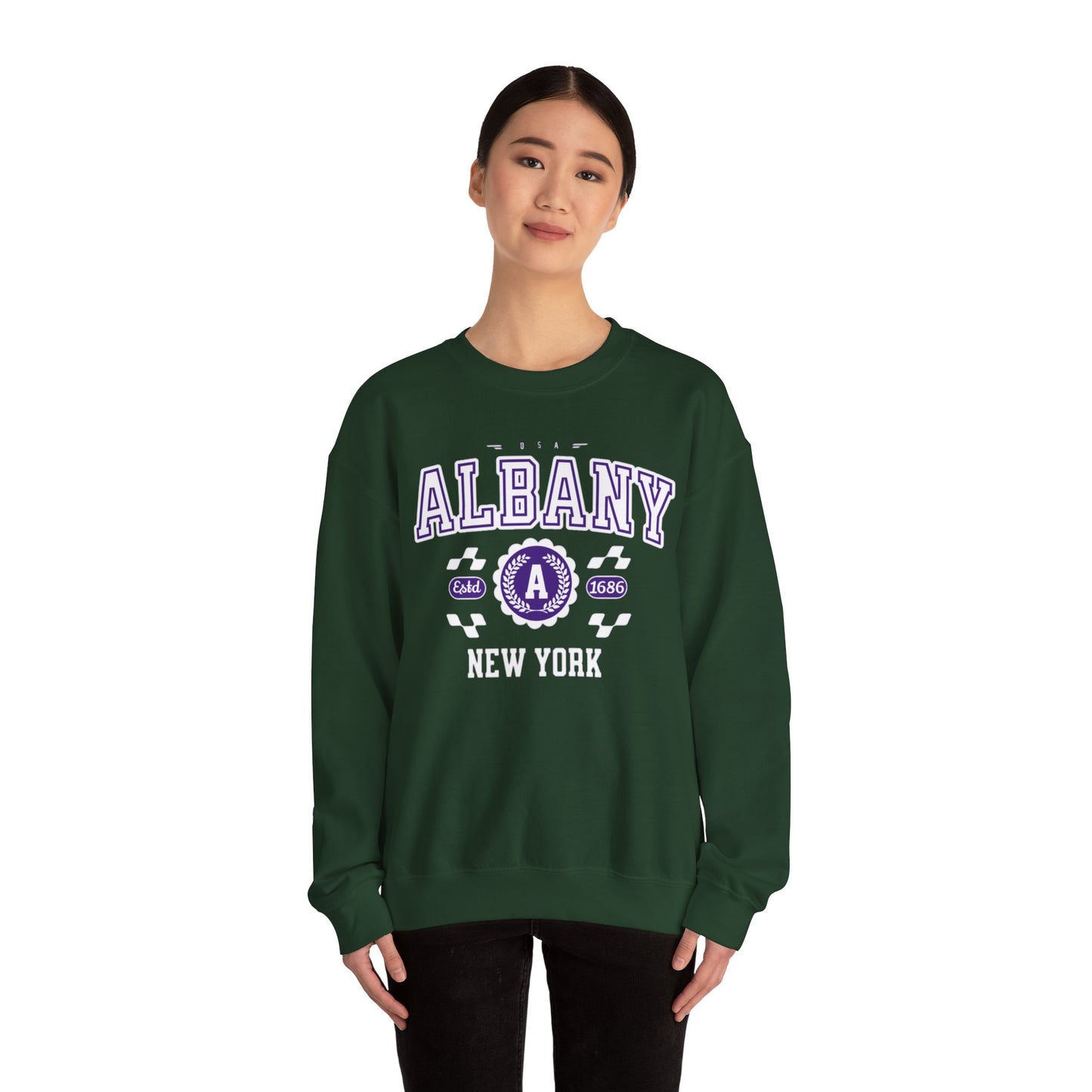 Vintage Albany New York Athletic Sports Design Crewneck Sweatshirt