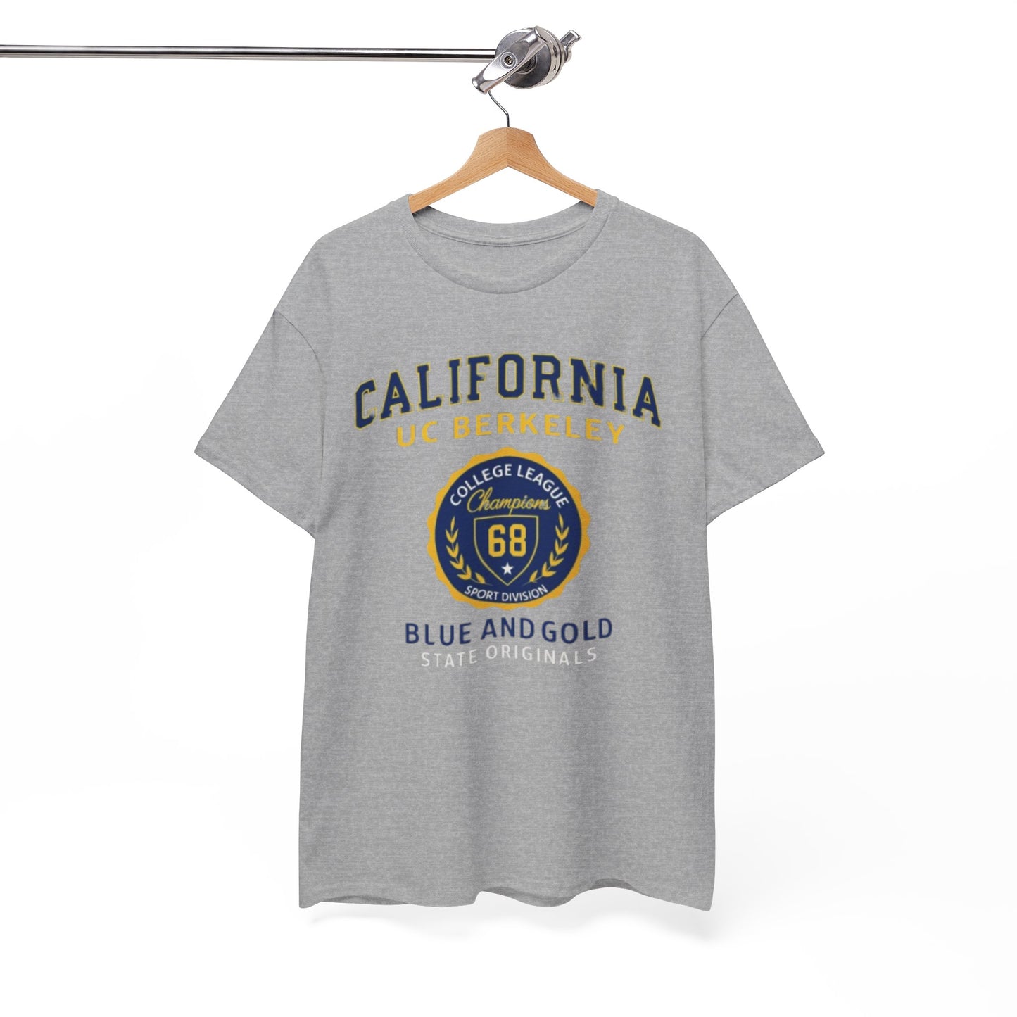 California College League Heavy Cotton T-Shirt – Vintage State Design for Students, Alumni and Game Day Events