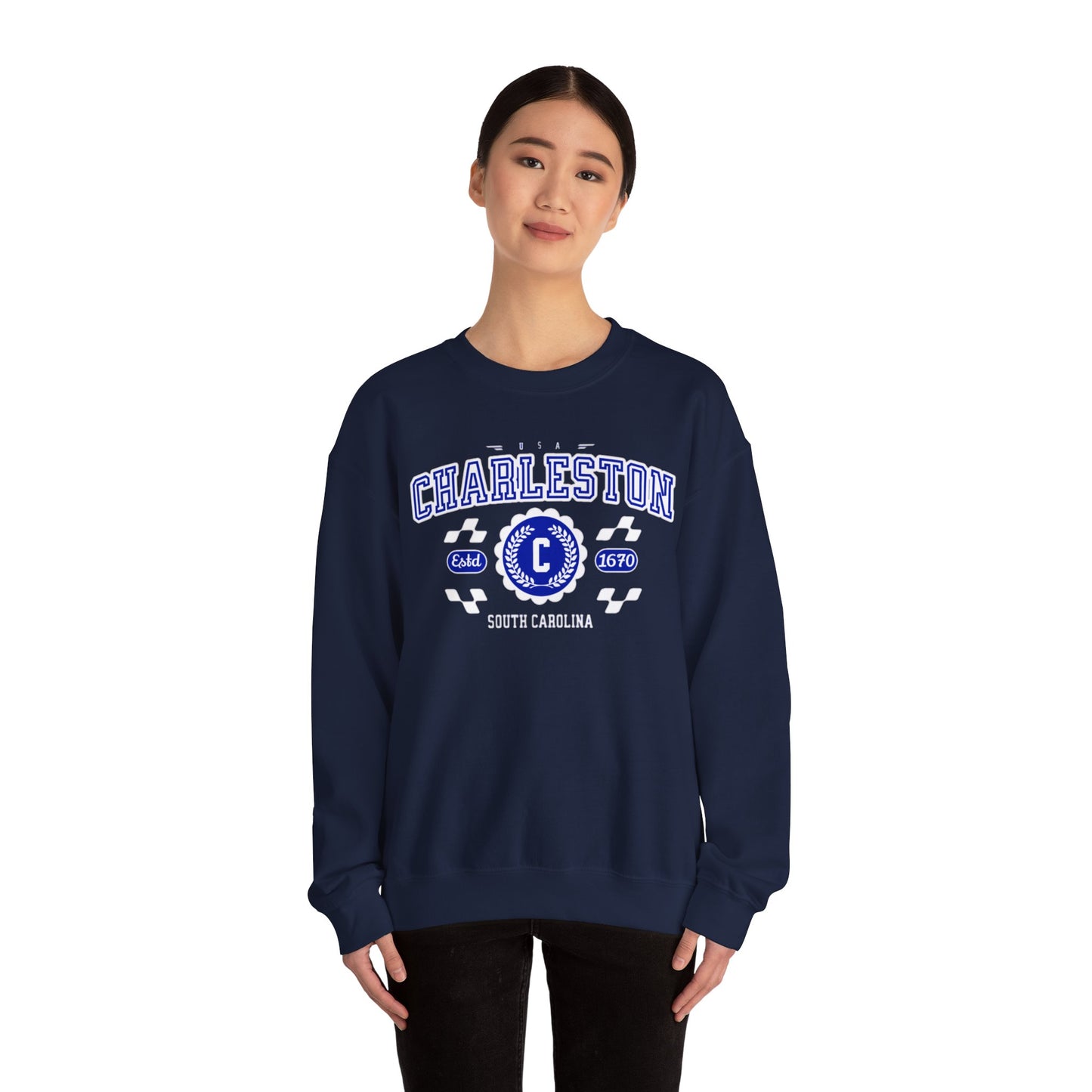 Vintage Charleston South Carolina SC Athletic Sports Design Crewneck Sweatshirt