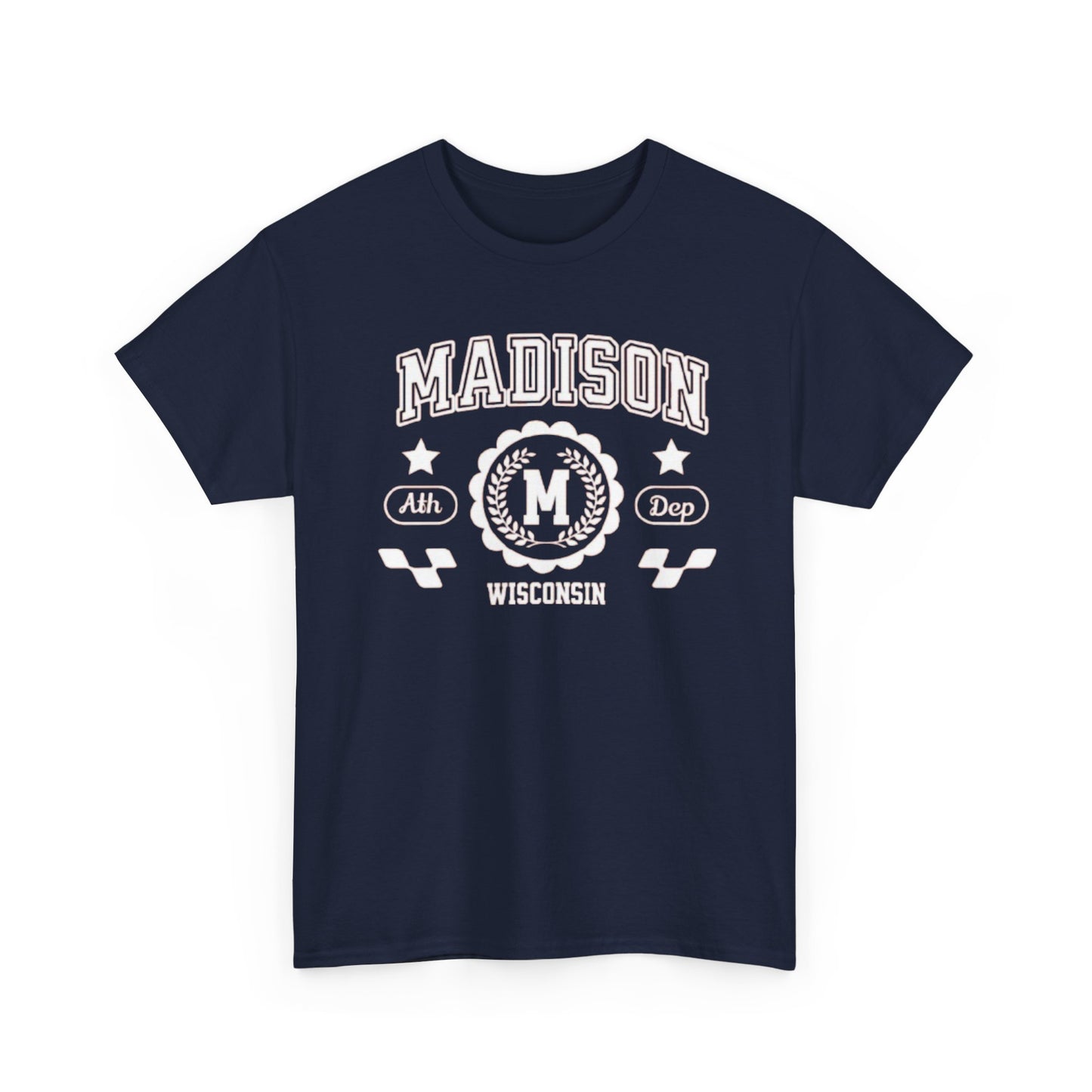 WI Vintage Athletic Sports Design Cotton Tee Madison Wisconsin T-Shirt