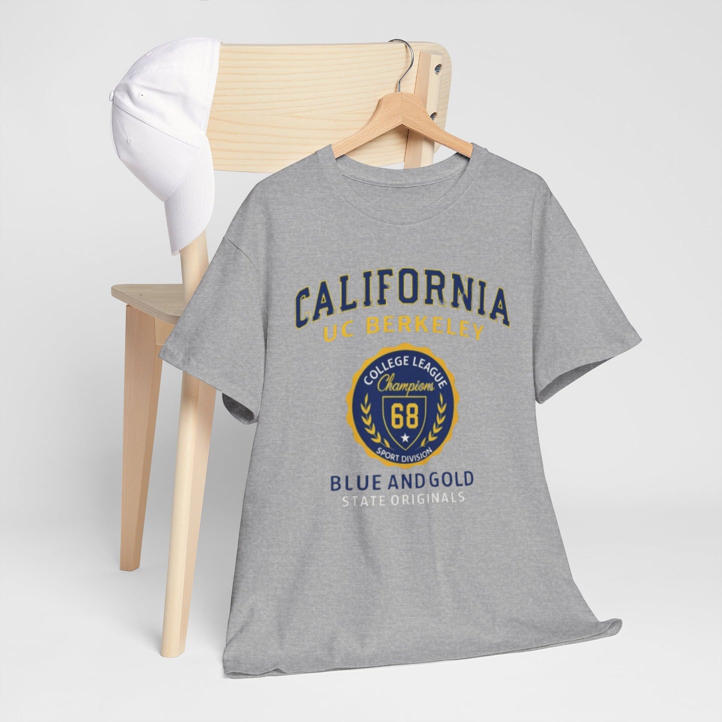 California College League Heavy Cotton T-Shirt – Vintage State Design for Students, Alumni and Game Day Events