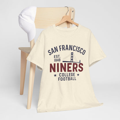 San Francisco Niners Football Tee, Unisex Cotton T-Shirt, Vintage College Style, Game Day Shirt, Sports Fan Apparel, Gift for Him/Her