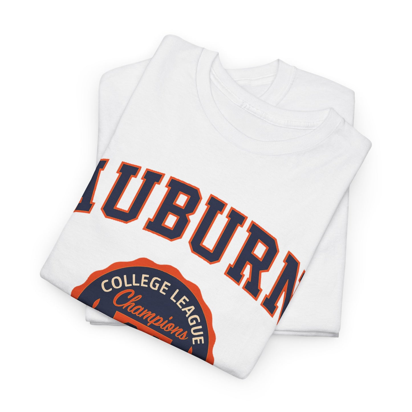 Auburn University Navy and Orange Heavy Cotton T-Shirt – College Spirit Unisex Tee for Game Day and Campus Style