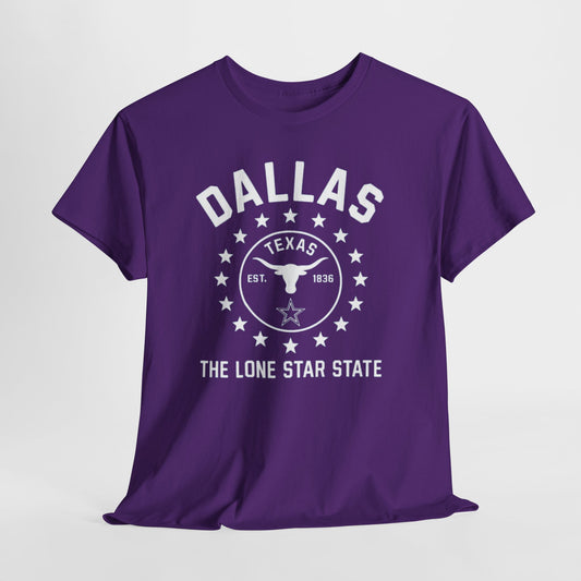 Dallas Lone Star Tee, Unisex Cotton Shirt, Texas Pride T-Shirt, Casual Wear for Festivals, Perfect Gift for Texans