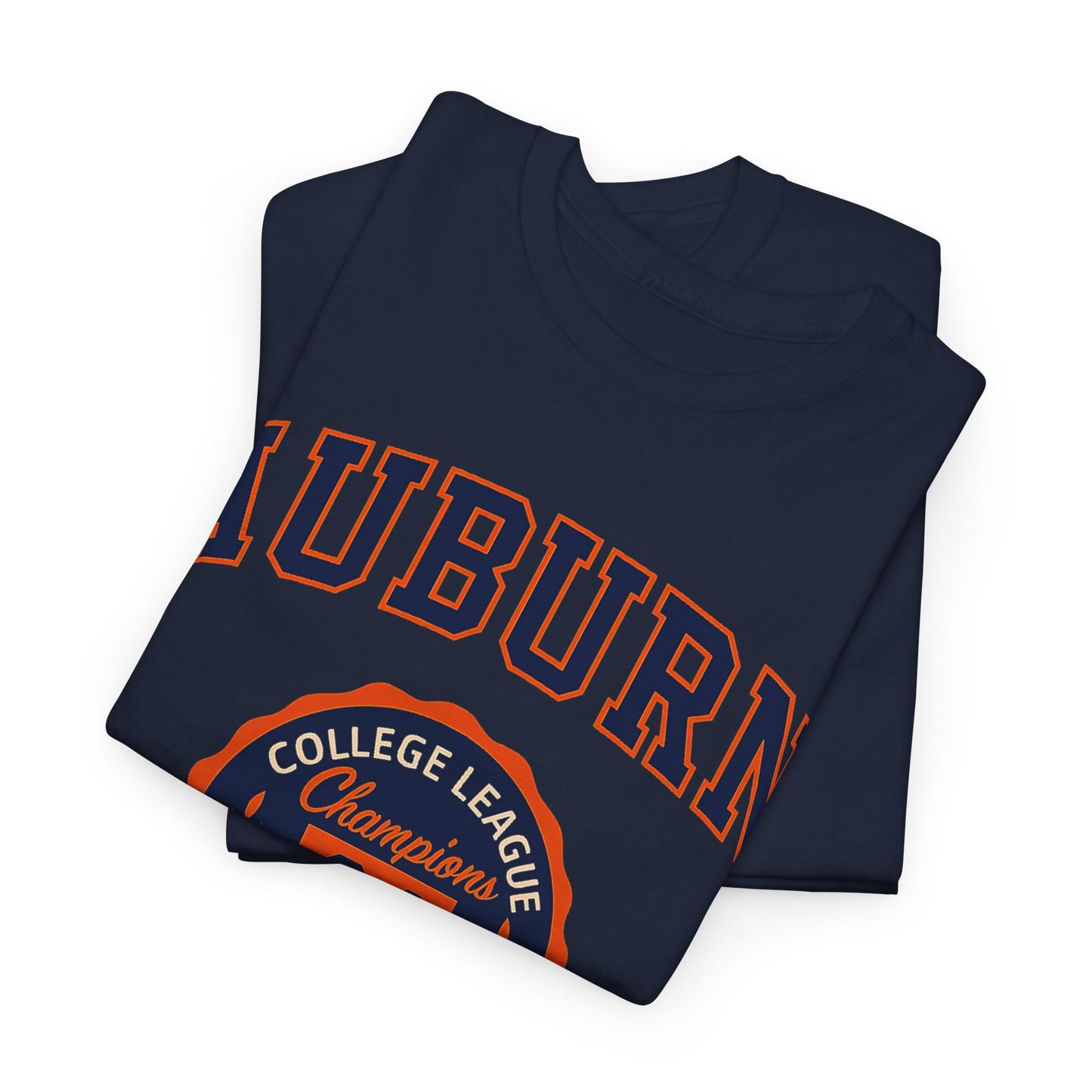 Auburn University Navy and Orange Heavy Cotton T-Shirt – College Spirit Unisex Tee for Game Day and Campus Style