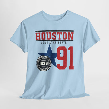 Houston Lone Star State Tee - Unisex Heavy Cotton Shirt, Casual Wear, Gift for Texans, Travel Souvenir, College Spirit