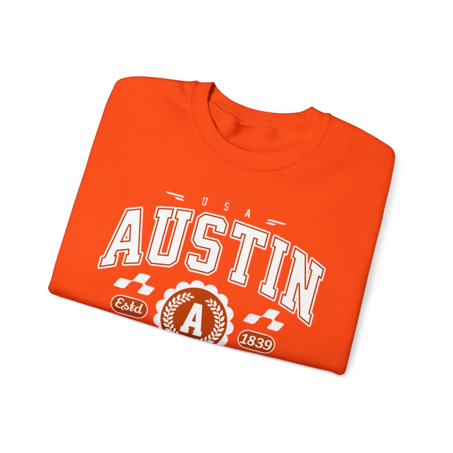 East 1839 Austin Texas TX Vintage Athletic Sports Design Pullover Crewneck Sweatshirt