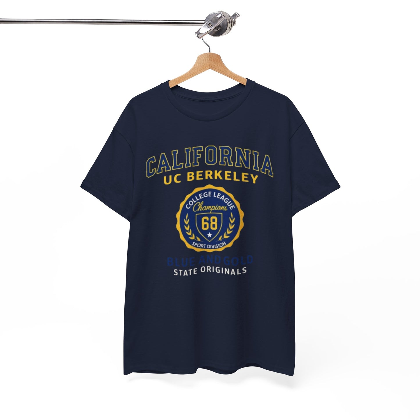 California College League Heavy Cotton T-Shirt – Vintage State Design for Students, Alumni and Game Day Events