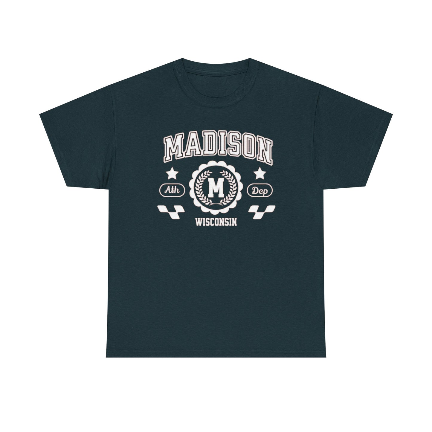 WI Vintage Athletic Sports Design Cotton Tee Madison Wisconsin T-Shirt