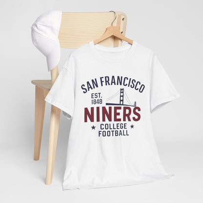 San Francisco Niners Football Tee, Unisex Cotton T-Shirt, Vintage College Style, Game Day Shirt, Sports Fan Apparel, Gift for Him/Her