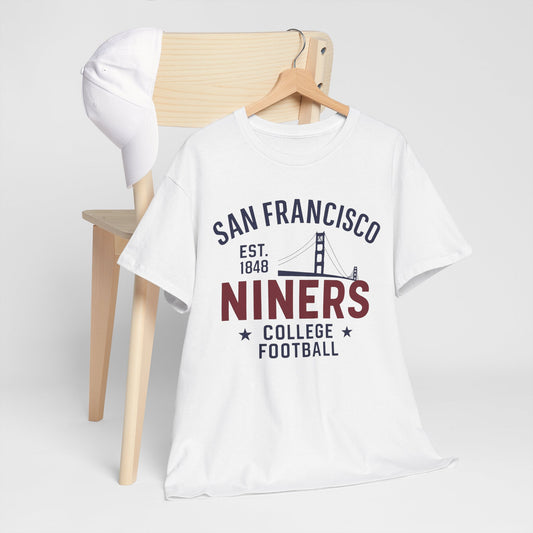 San Francisco Niners Football Tee, Unisex Cotton T-Shirt, Vintage College Style, Game Day Shirt, Sports Fan Apparel, Gift for Him/Her