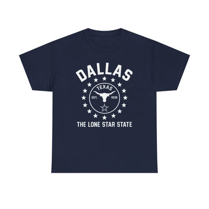 Dallas Lone Star Tee, Unisex Cotton Shirt, Texas Pride T-Shirt, Casual Wear for Festivals, Perfect Gift for Texans