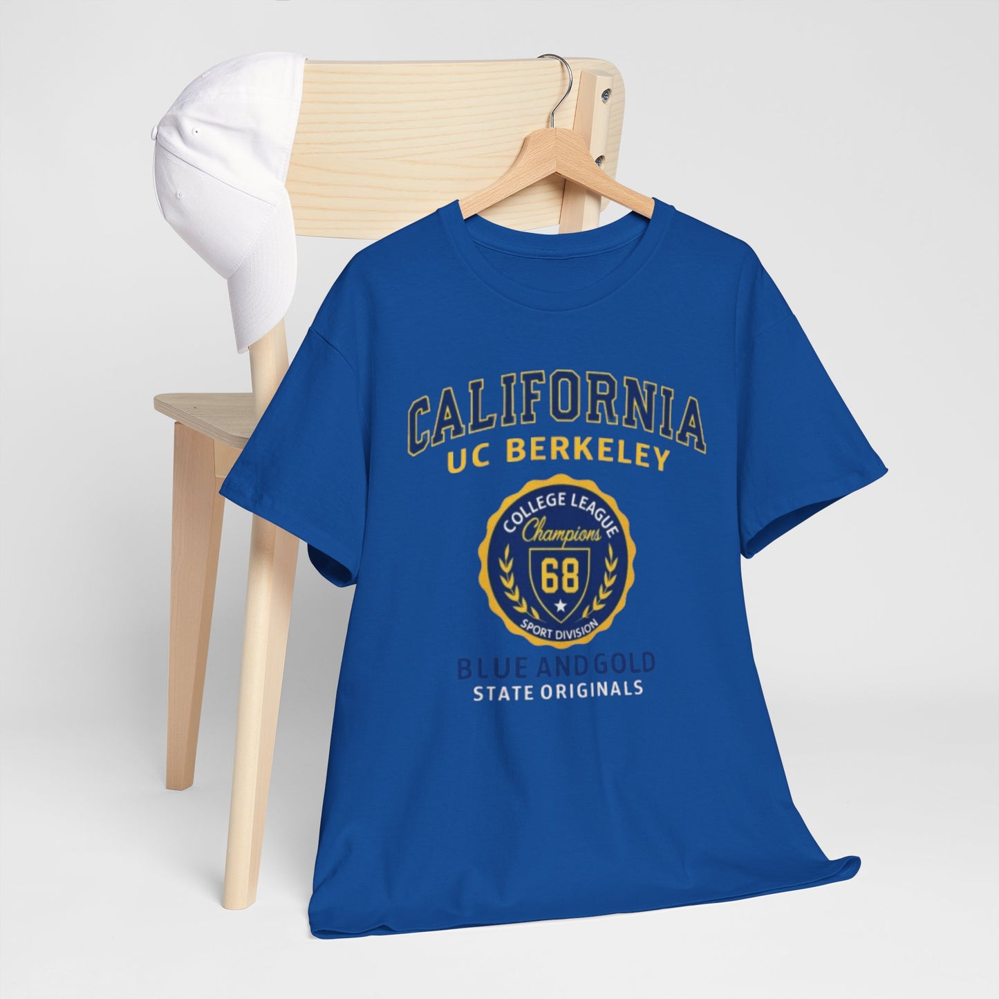 California College League Heavy Cotton T-Shirt – Vintage State Design for Students, Alumni and Game Day Events